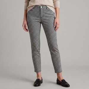 Nygård Gingham Checkered Slim Ankle Pants14  Black White Retro Preppy Pixie